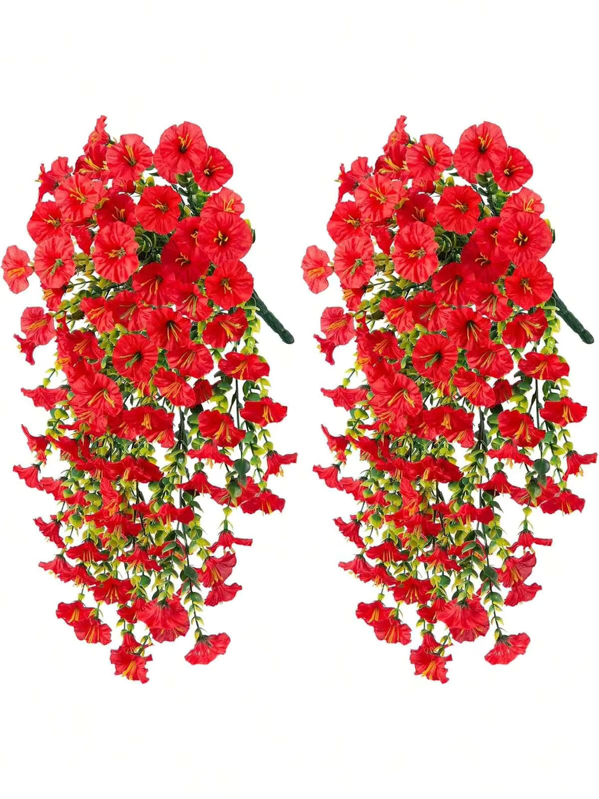 2pcs/4pcs/6pcs/8pcs Hanging Artificial Silk Flower Vines & Eucalyptus Leaves, UV-Resistant, Suitable For Wedding, Porch, Living Room, Office Wall, Yard, Bookshelf, Home Decor