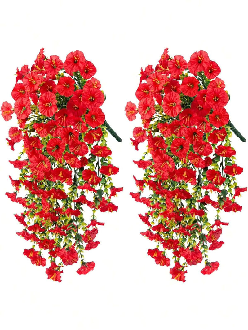 2pcs/4pcs/6pcs/8pcs Hanging Artificial Silk Flower Vines & Eucalyptus Leaves, UV-Resistant, Suitable For Wedding, Porch, Living Room, Office Wall, Yard, Bookshelf, Home Decor