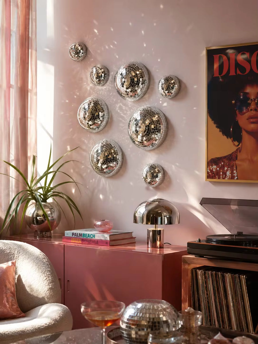 8/3pcs Disco Ball Wall Decor Hanging Ornament, With Adhesive Backing, Home Indoor Decoration, Reflective Atmosphere Creation