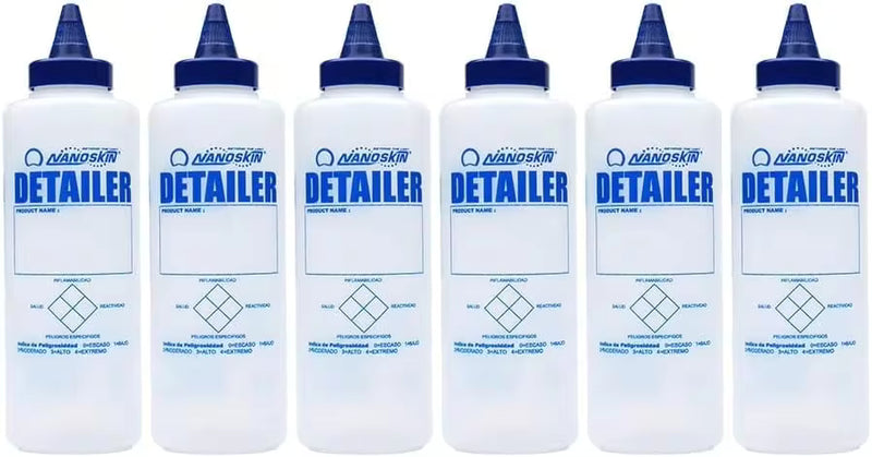 Nanoskin 6-Pack 16 Oz Squeeze Bottle With Twist Top Dispensing Cap For Auto Detailing, Household Cleaning, Car Care, Applying Wax &Amp; Polish, Liquid Storage | Durable, Clear, Easy To Use, Leak-Proof